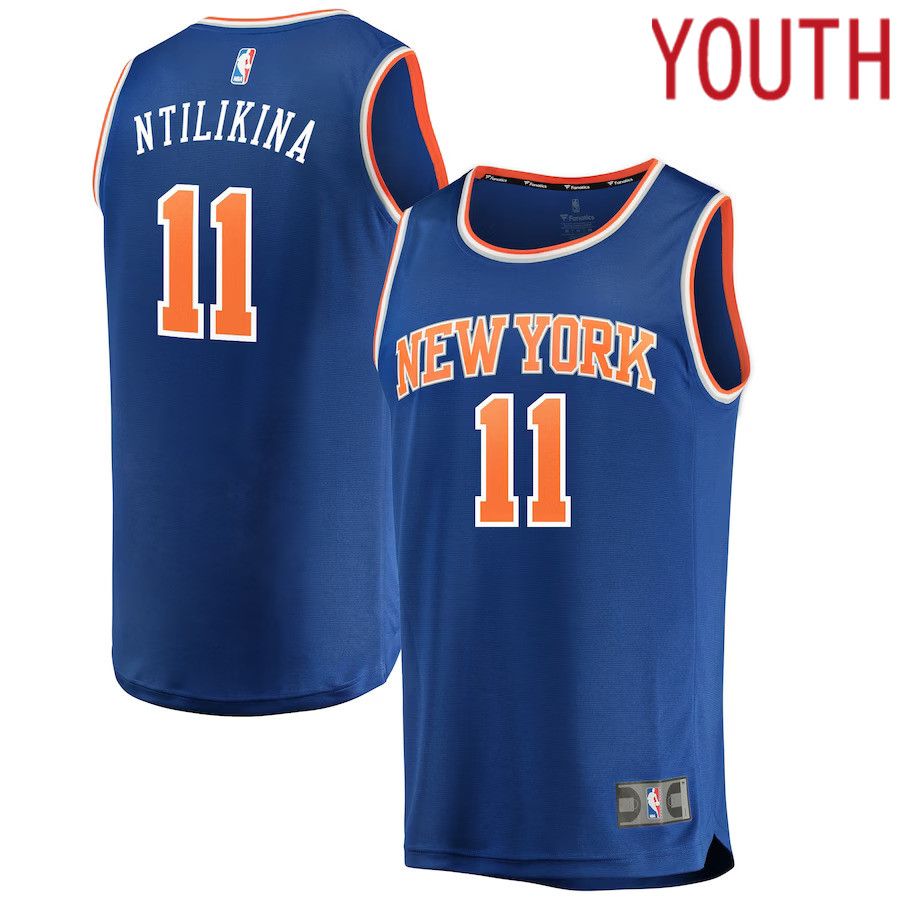 Youth New York Knicks #11 Frank Ntilikina Fanatics Branded Royal Fast Break Replica NBA Jersey-0